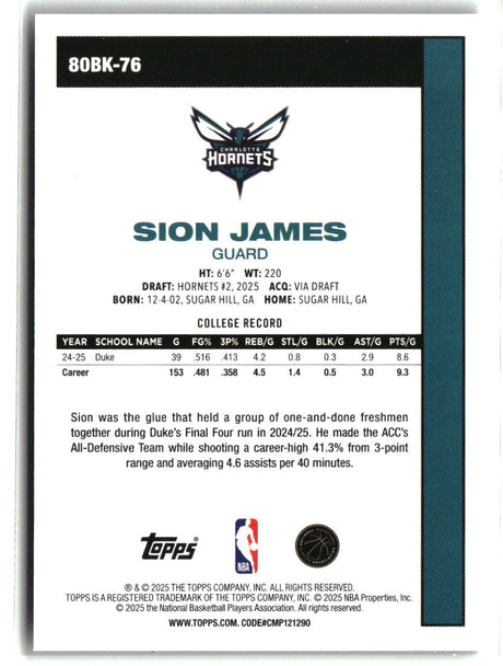 Sion James 2025-26 Topps 1980-81 Topps Basketball #80BK-76