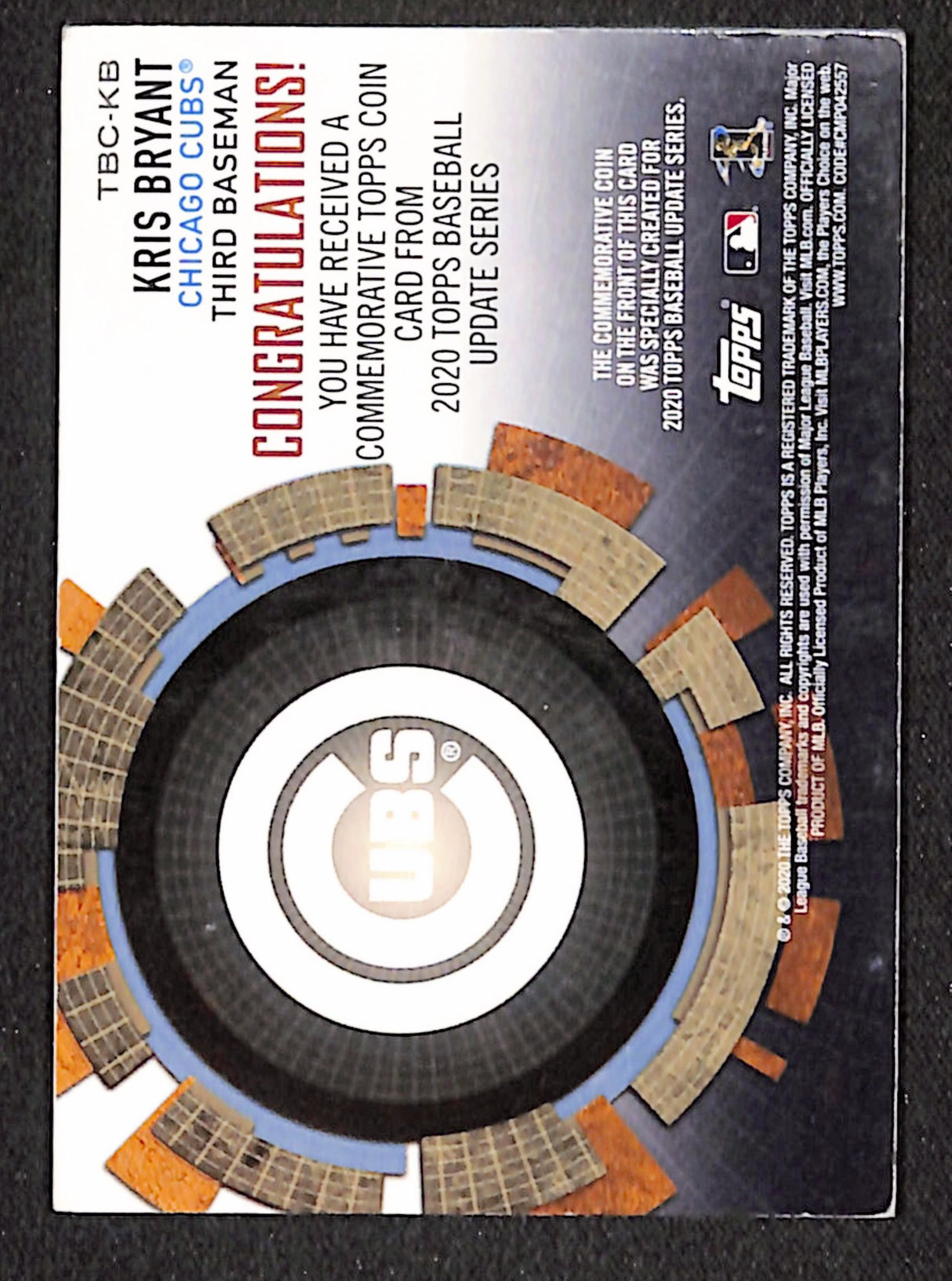 Kris Bryant 2020 Topps Update Baseball Coin Cards #TBC-KB
