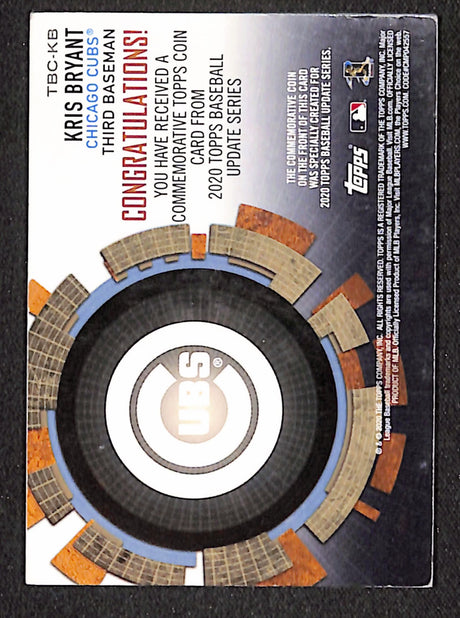 Kris Bryant 2020 Topps Update Baseball Coin Cards #TBC-KB