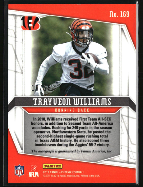 Trayveon Williams 2019 Panini Phoenix Rookie Autographs Pink #169 #/25