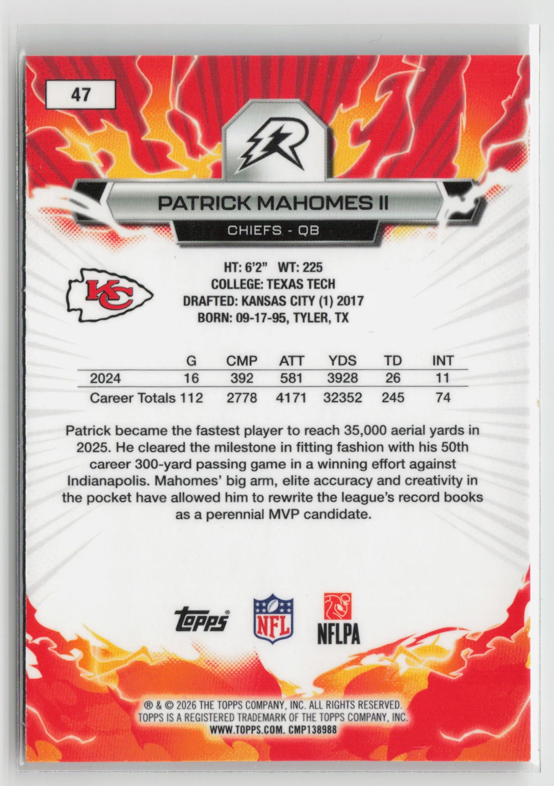 Patrick Mahomes II 2025 Topps Resurgence Aqua Surge Refractor #47