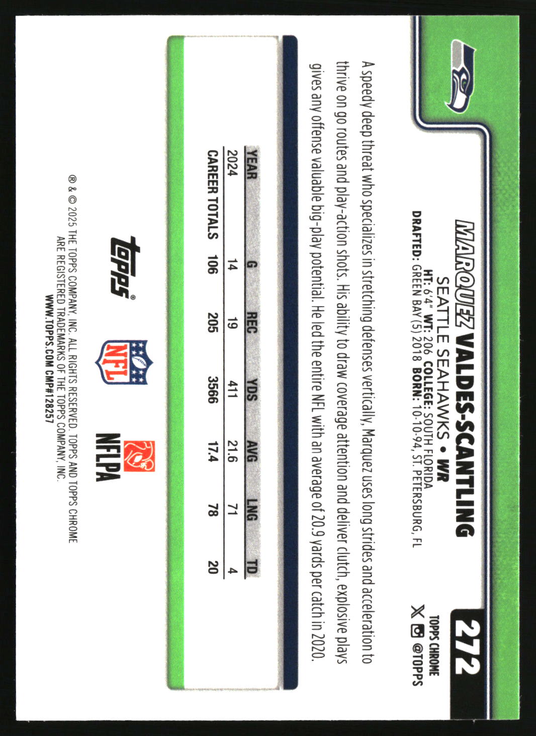 Marquez Valdes-Scantling 2025 Topps Chrome Pulsar Refractor #272
