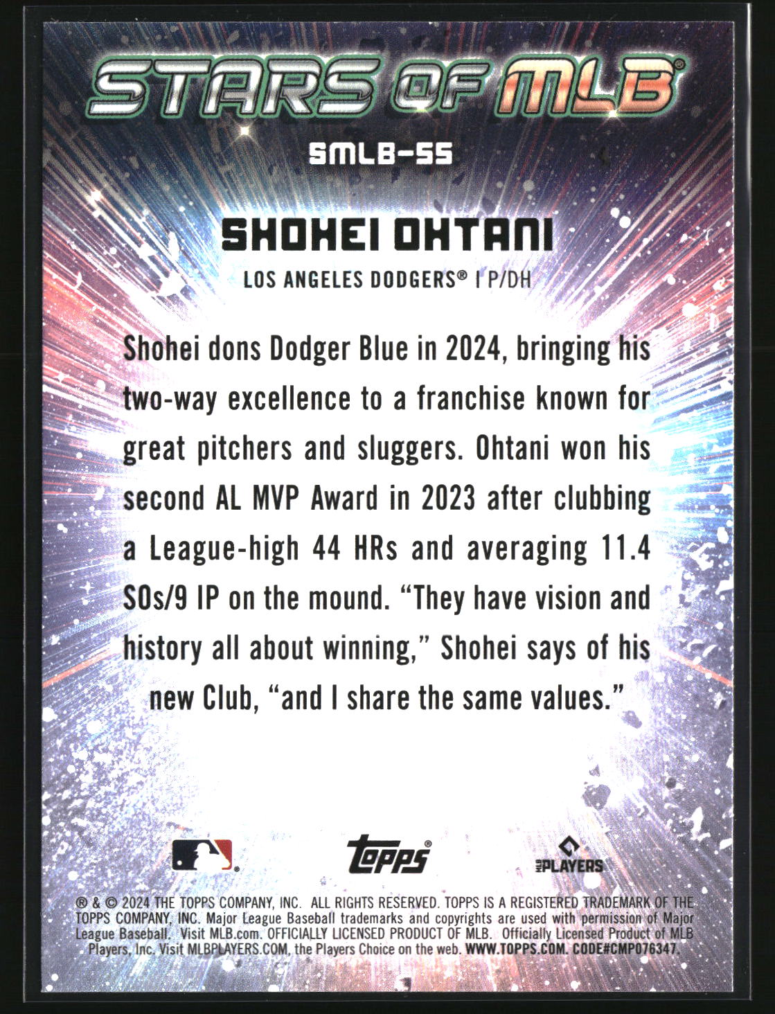 Shohei Ohtani 2024 Topps Stars of MLB #SMLB-55