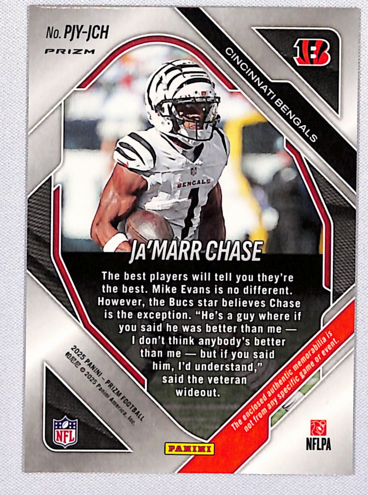Ja'Marr Chase 2025 Panini Prizm Premier Jerseys Purple Pulsar #PJY-JCH