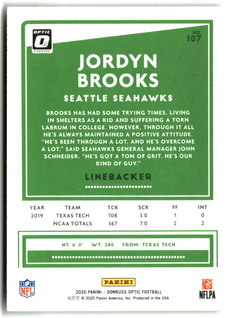 Jordyn Brooks 2020 Donruss Optic #107