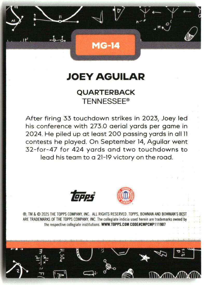 Joey Aguilar 2025 Bowman University Best Making The Grade #MG-14