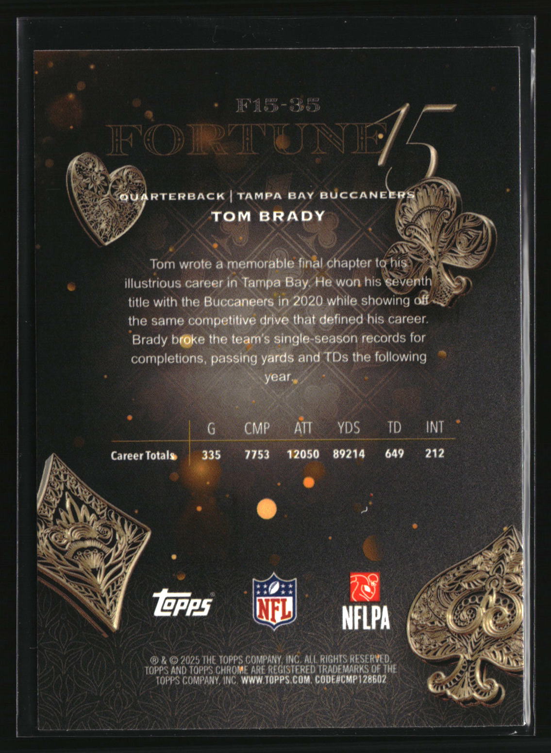 Tom Brady 2025 Topps Chrome Fortune 15 #F15-35