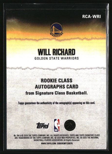 Will Richard 2025-26 Topps Signature Class Rookie Class Autographs #RCA-WRI