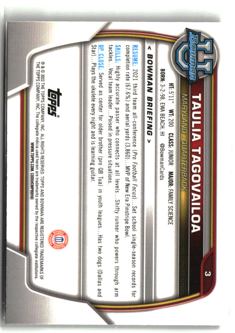 Taulia Tagovailoa 2022 Bowman University Chrome #3