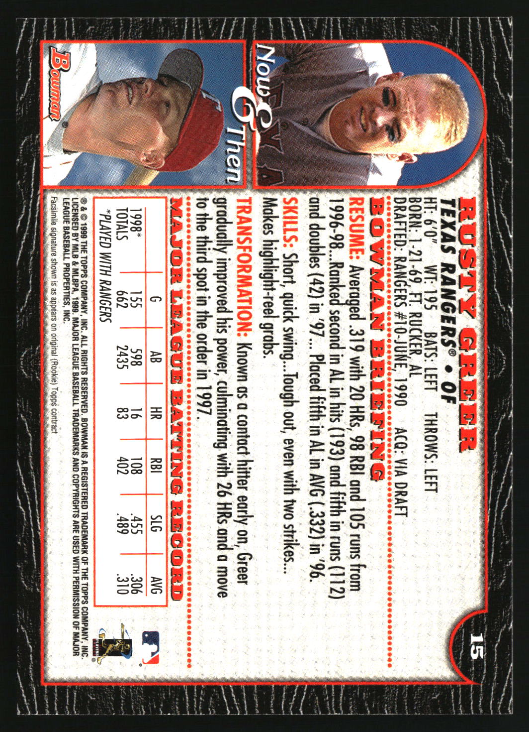 Rusty Greer 1999 Bowman #15