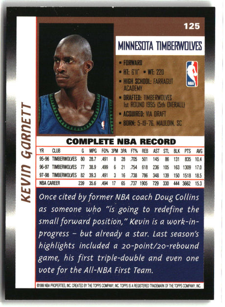 Kevin Garnett 1998-99 Topps #125