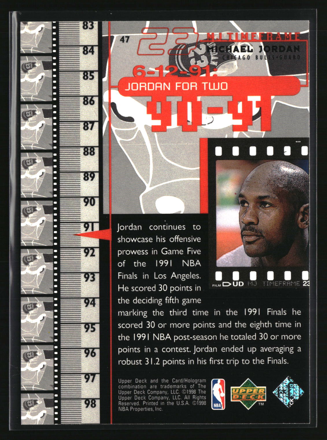 Michael Jordan 1998 Upper Deck Michael Jordan Living Legend #47
