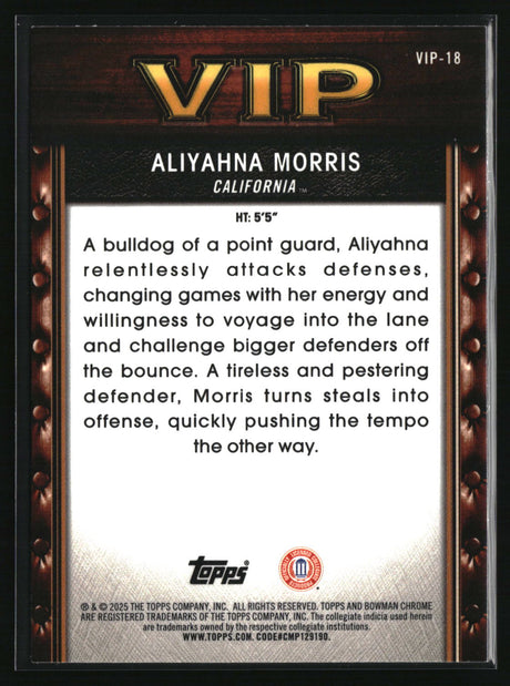 Aliyahna Morris 2025-26 Bowman Very Important Prospects #VIP-18