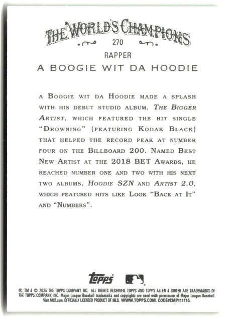 a Boogie wit da Hoodie 2025 Topps Allen & Ginter #270