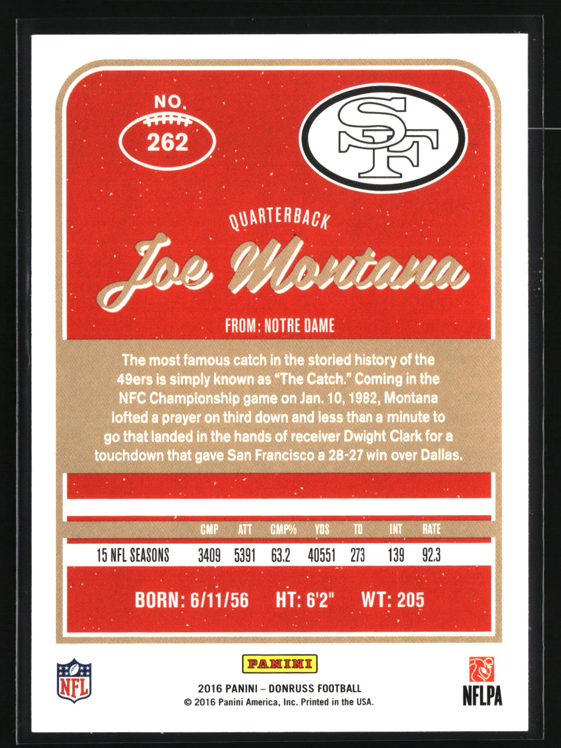 Joe Montana 2016 Donruss #262