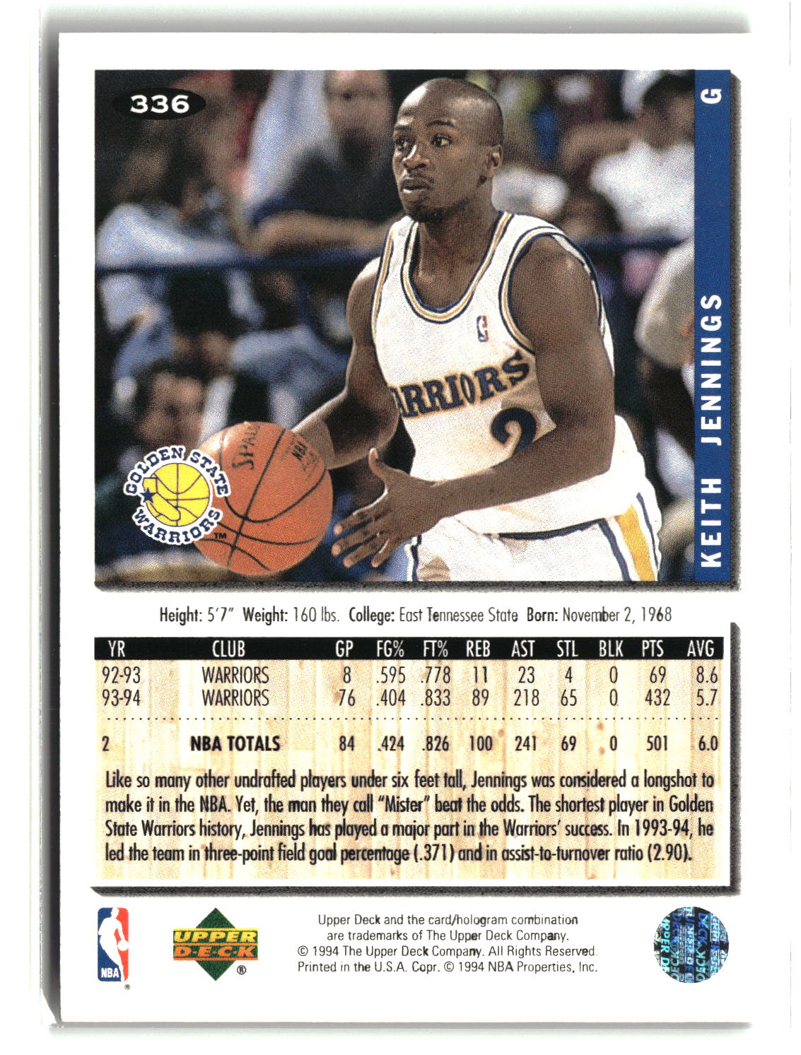 Keith Jennings 1994-95 Collector's Choice #336