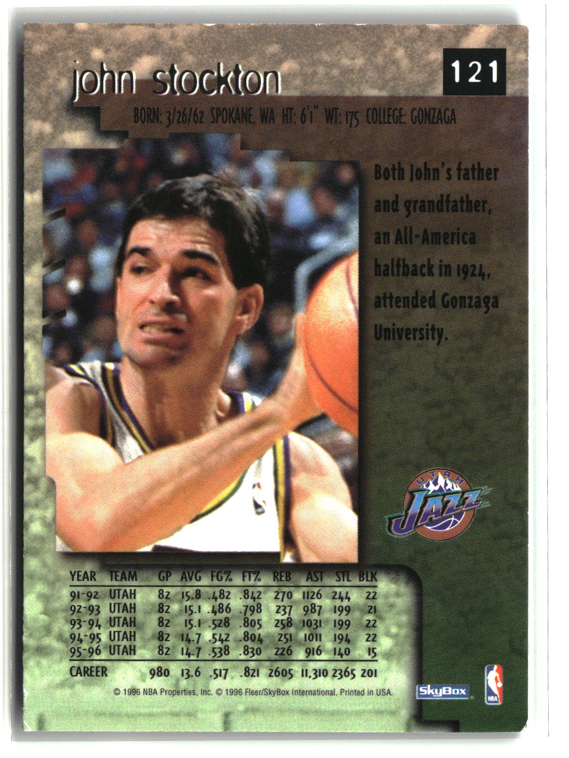John Stockton 1996-97 SkyBox Premium #121