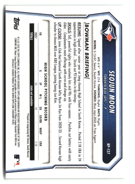 Seojun Moon 2026 Bowman Prospects #BP-127