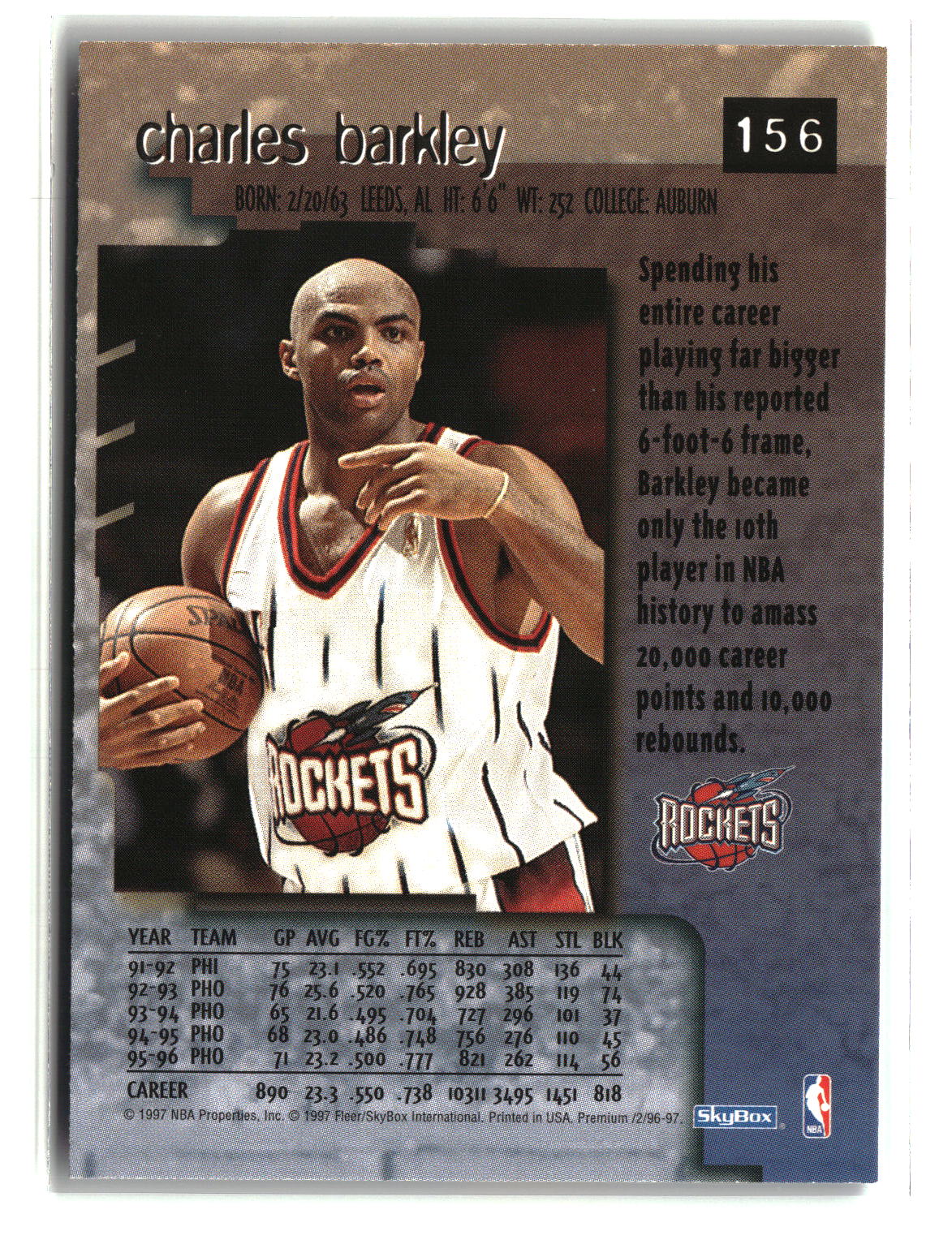 Charles Barkley 1996-97 SkyBox Premium #156