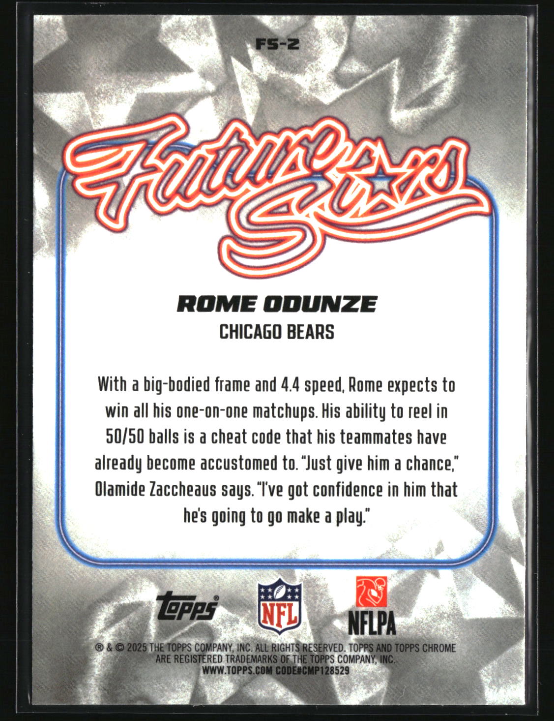 Rome Odunze 2025 Topps Chrome Future Stars #FS-2