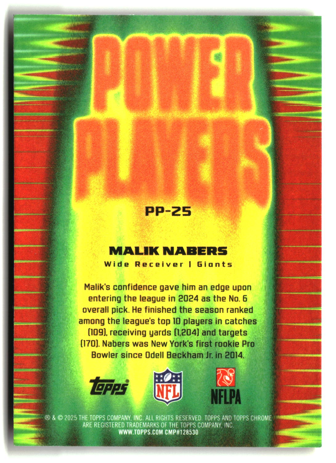 Malik Nabers 2025 Topps Chrome Power Players #PP-25
