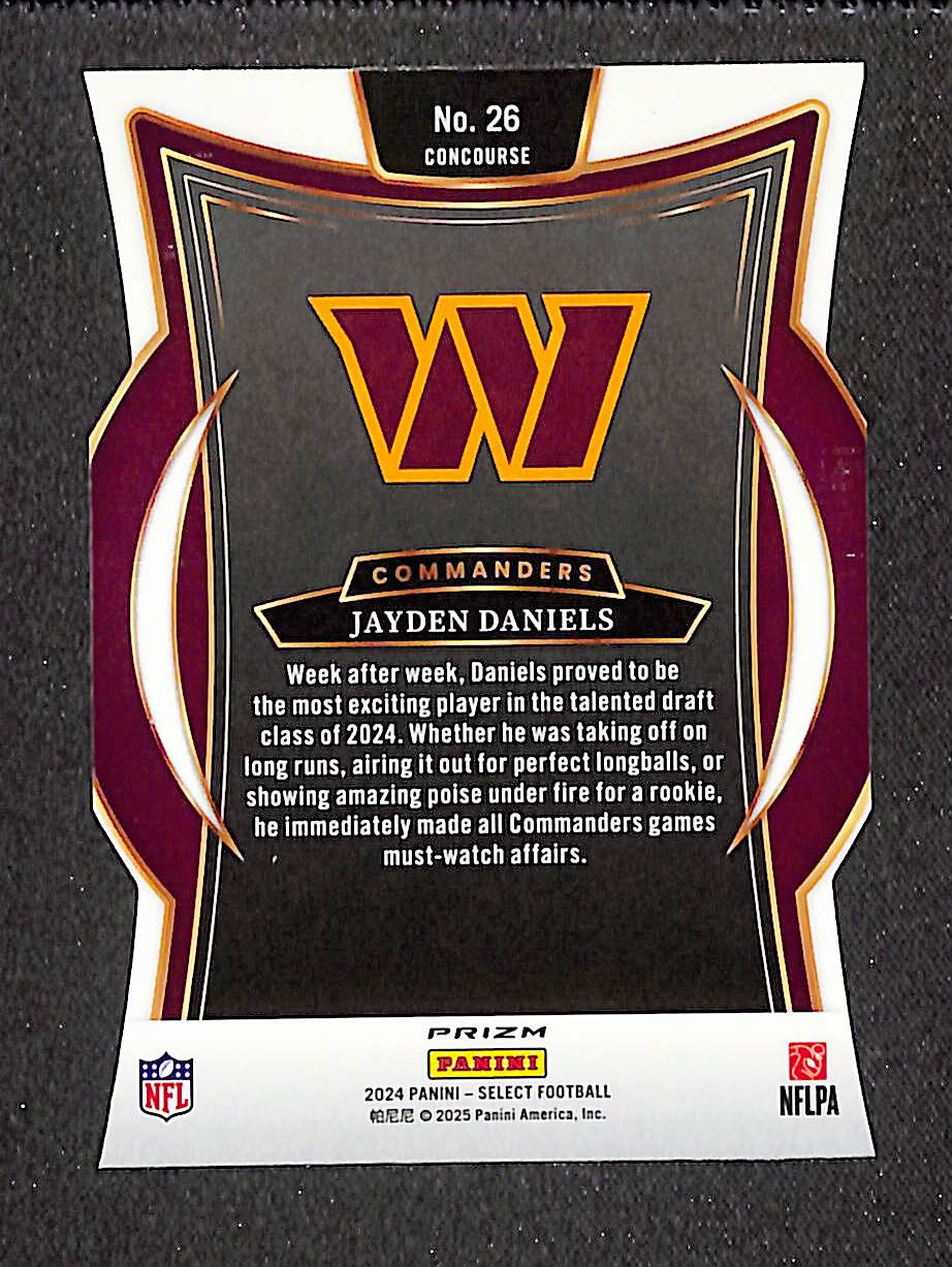 Jayden Daniels 2024 Panini Select Silver Prizm Die Cut #26