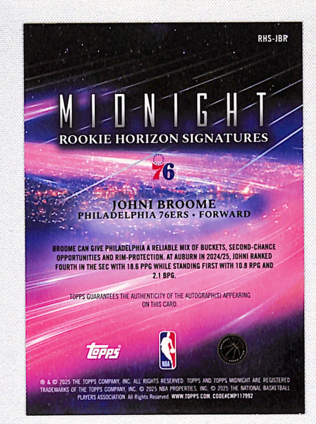 Johni Broome 2025-26 Topps Midnight Rookie Horizon Winter Solistice #RHS-JBR /35