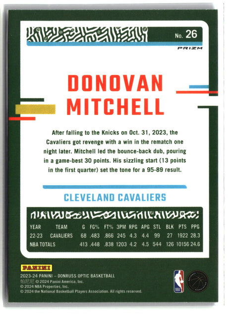 Donovan Mitchell 2023-24 Donruss Optic Purple Shock #26