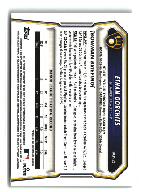Ethan Dorchies 2026 Bowman Chrome Prospects #BCP-52