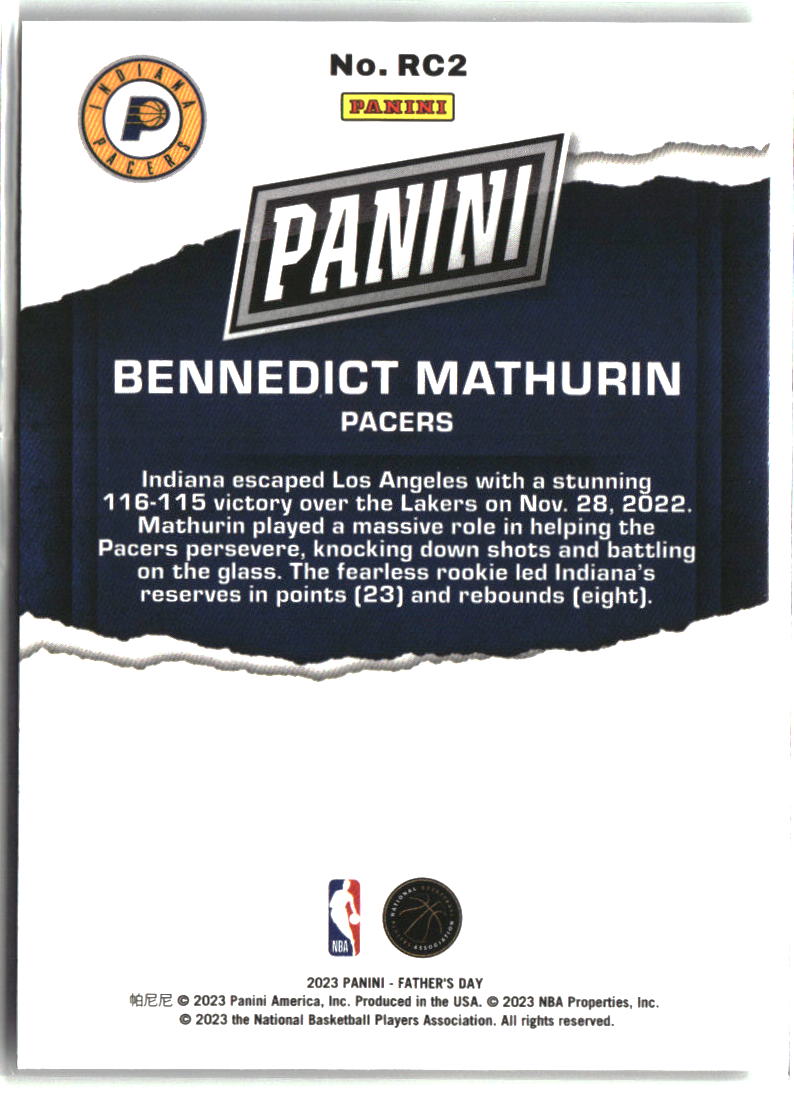 Bennedict Mathurin 2023 Panini Father's Day Rookies #RC2