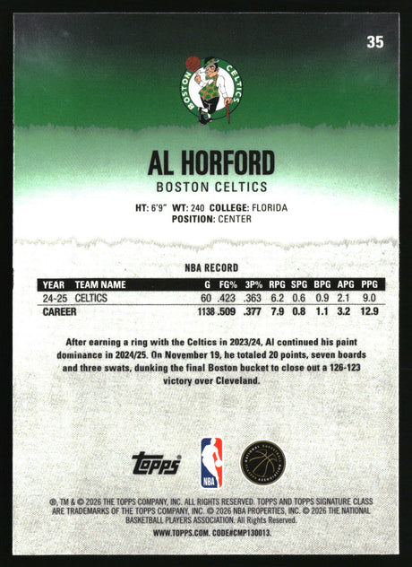 Al Horford 2025-26 Topps Signature Class Chrome #35