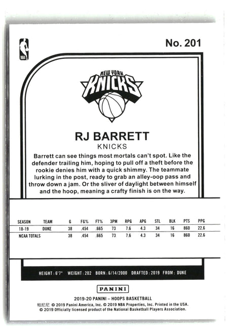 RJ Barrett 2019-20 Hoops #201