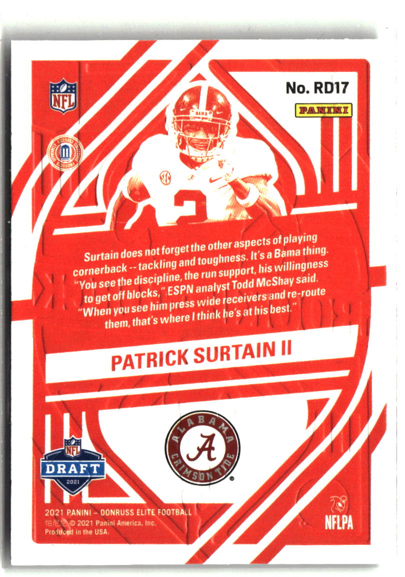 Patrick Surtain II 2021 Donruss Elite Rookie on Deck #RD17