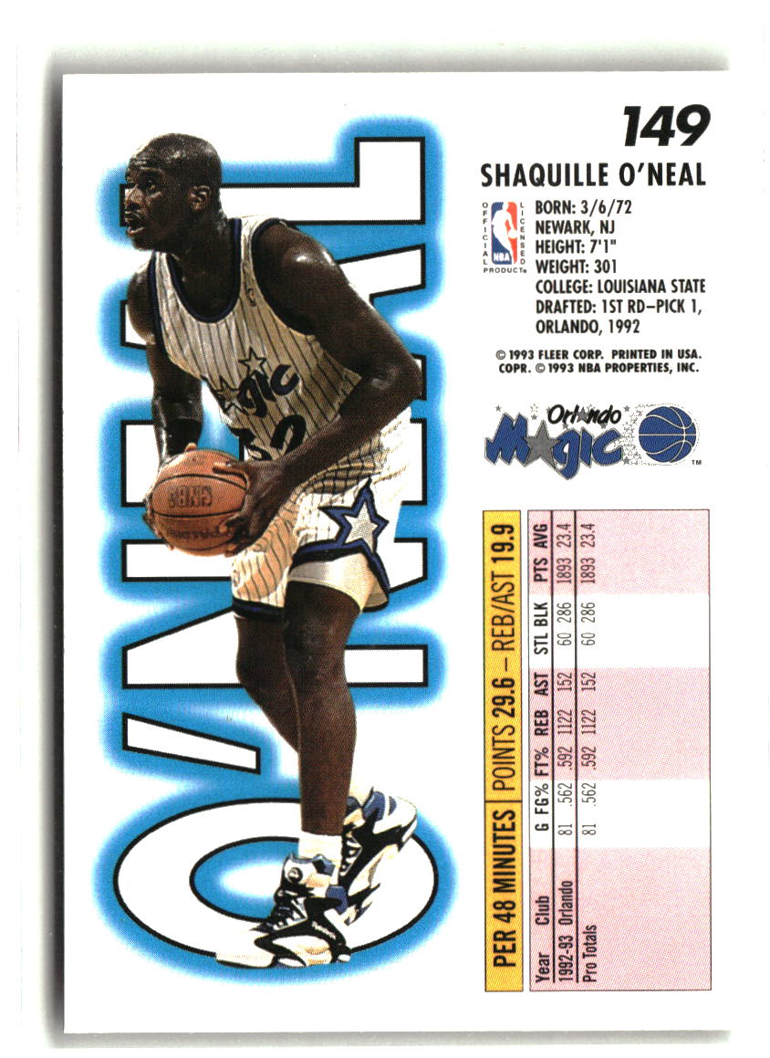 Shaquille O'Neal 1993-94 Fleer #149