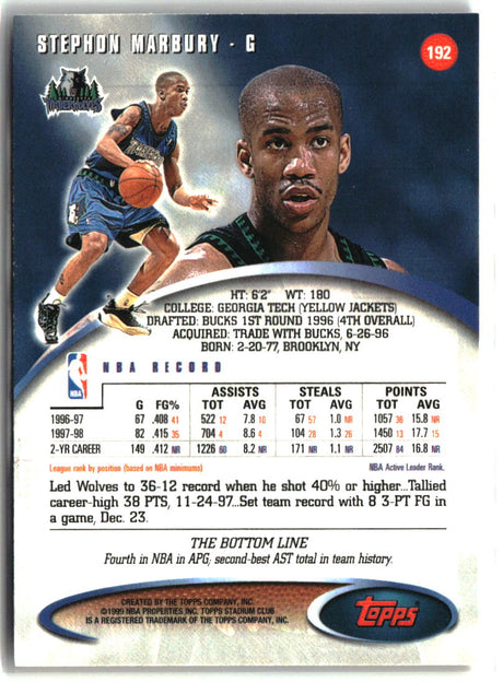 Stephon Marbury 1998-99 Stadium Club #192
