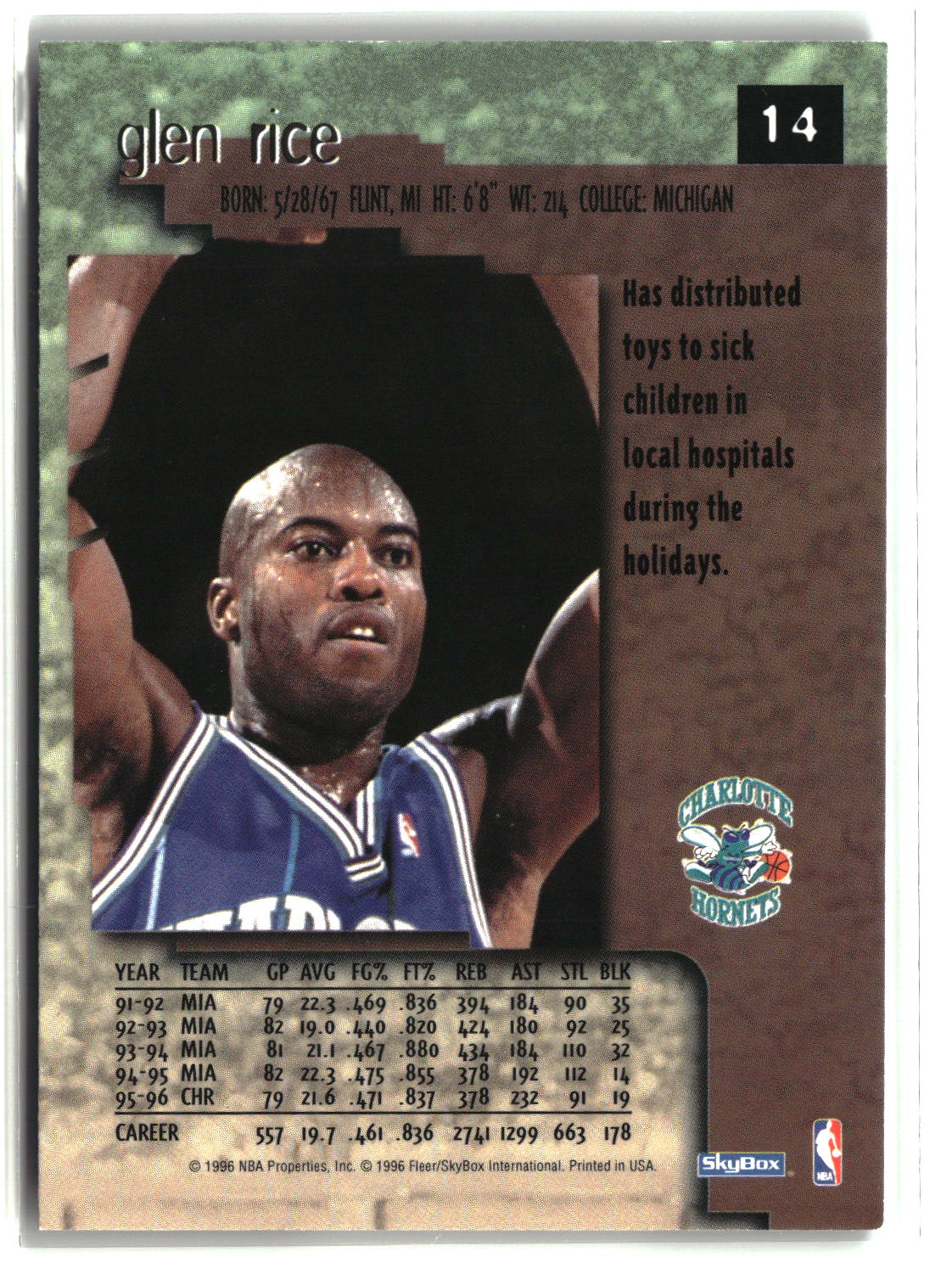 Glen Rice 1996-97 SkyBox Premium #14