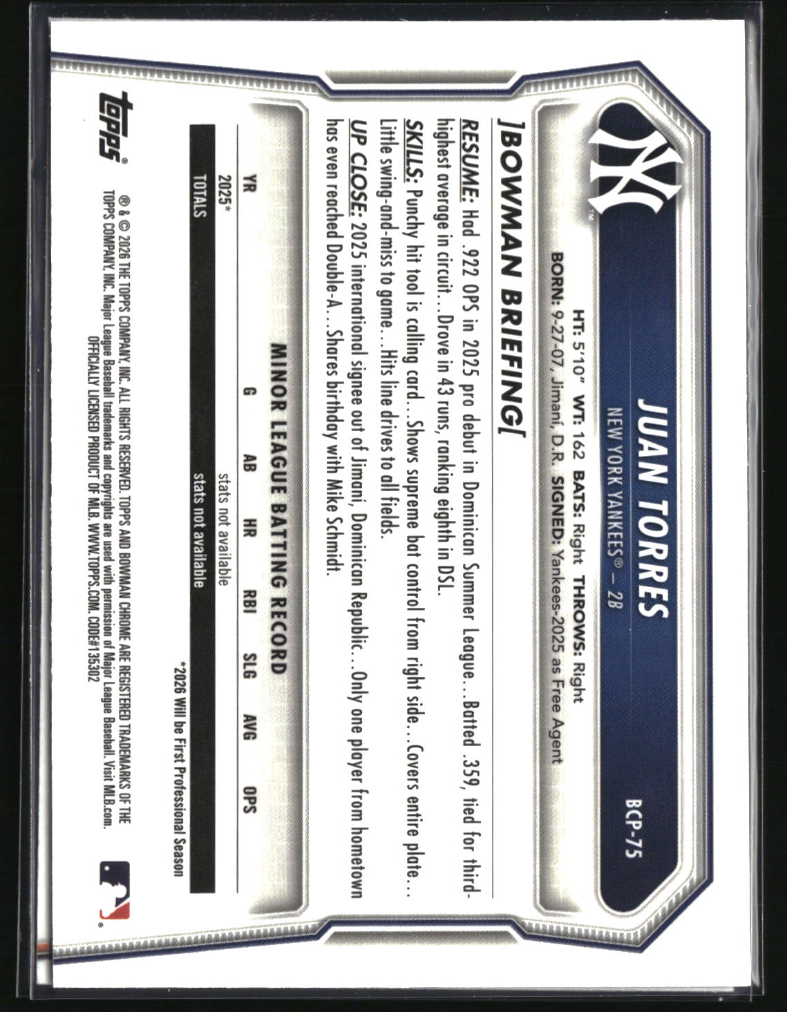 Esteban Mejia 2026 Bowman Chrome Prospects #BCP-79