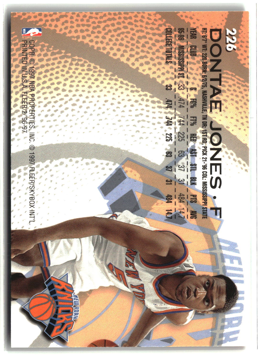 Dontae' Jones 1996-97 Fleer #226