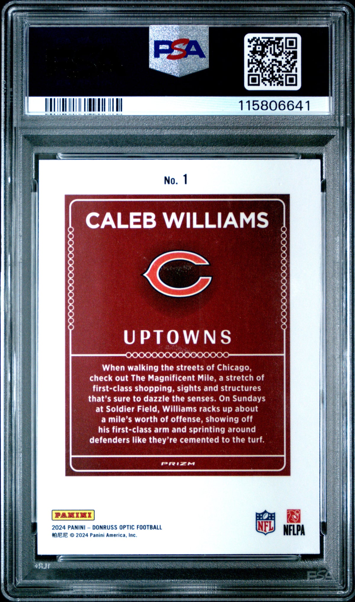 Caleb Williams 2024 Panini Donruss Optic Uptowns #1 PSA 9