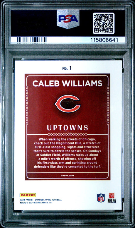 Caleb Williams 2024 Panini Donruss Optic Uptowns #1 PSA 9