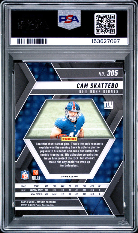 Cam Skattebo 2025 Panini Mosaic Reactive Blue #305 PSA 10