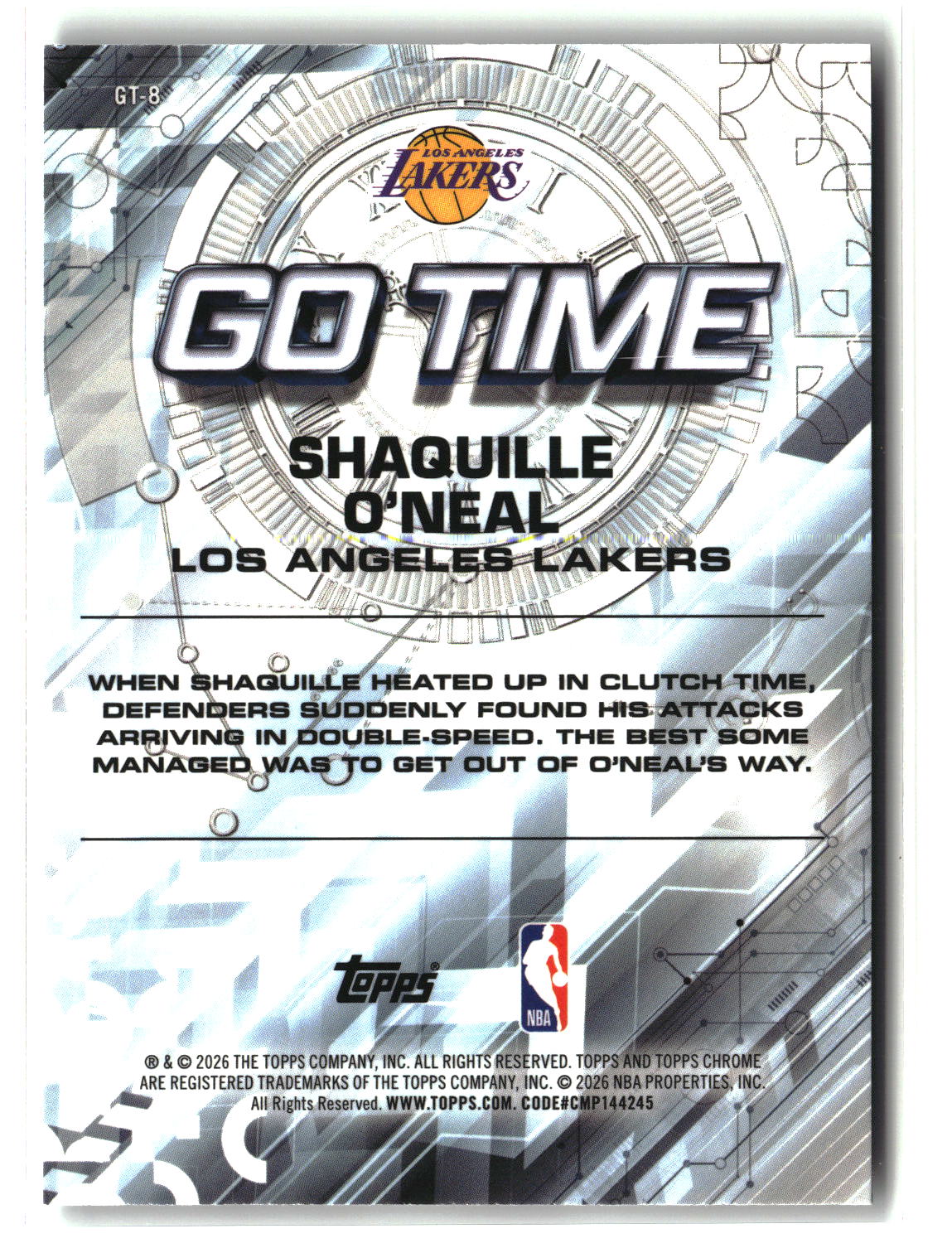 Shaquille O’Neal 2025-26 Topps Chrome Update Go Time #GT-8