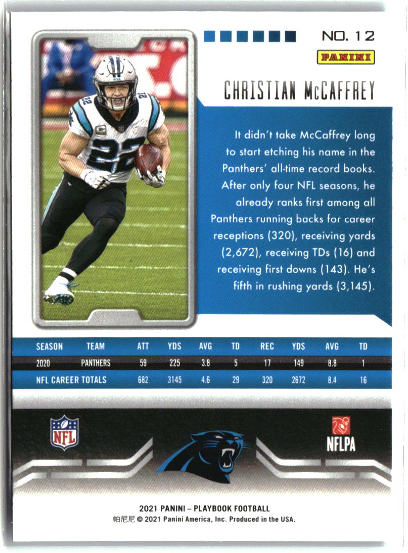 Christian McCaffrey 2021 Panini Playbook Mosaic #12