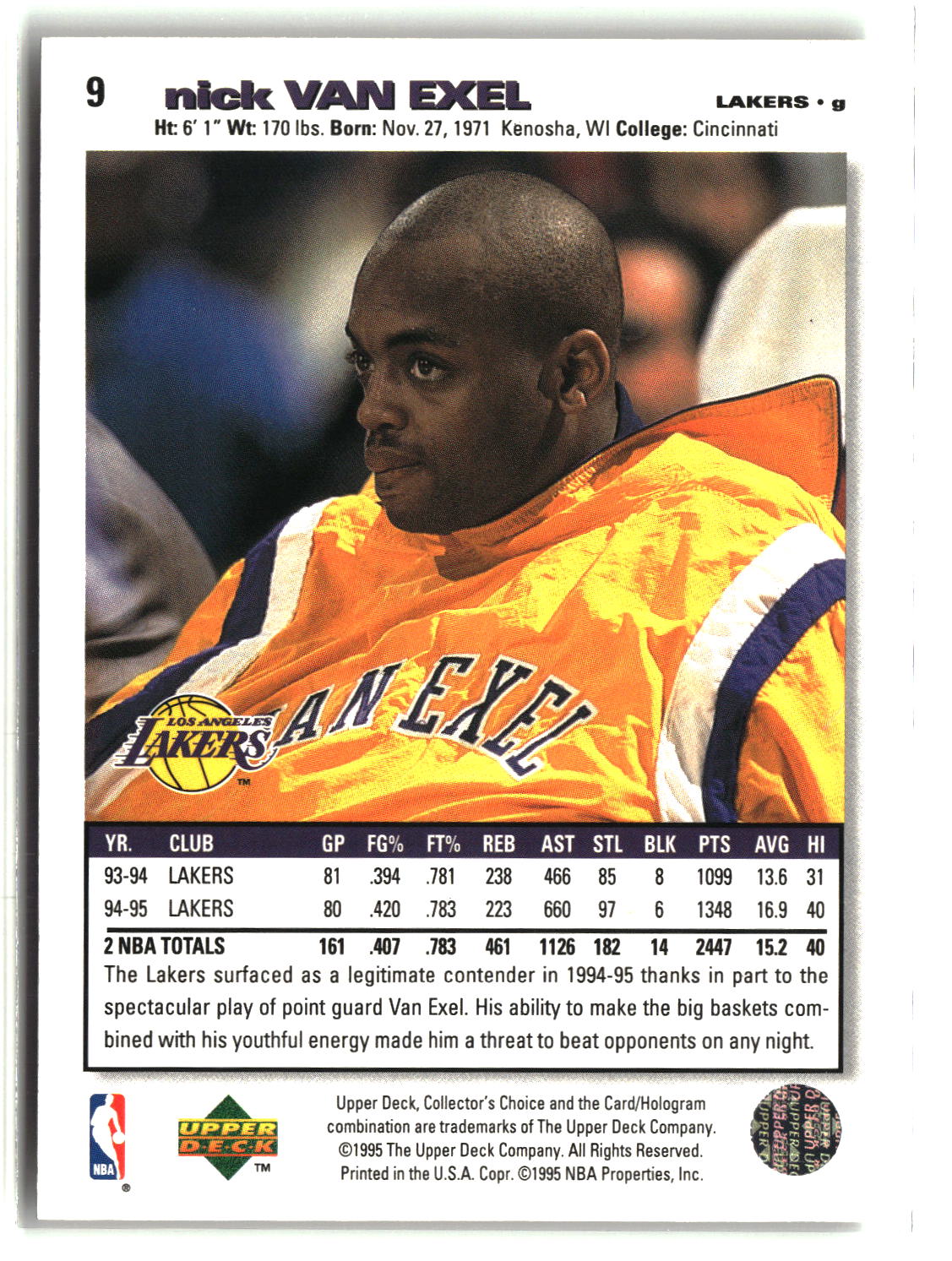 Nick Van Exel 1995-96 Collector's Choice #9