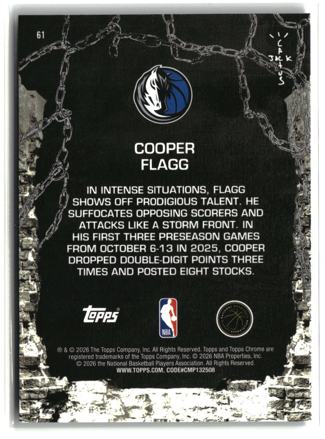 Cooper Flagg 2025-26 Topps Chrome Cactus Jack #61