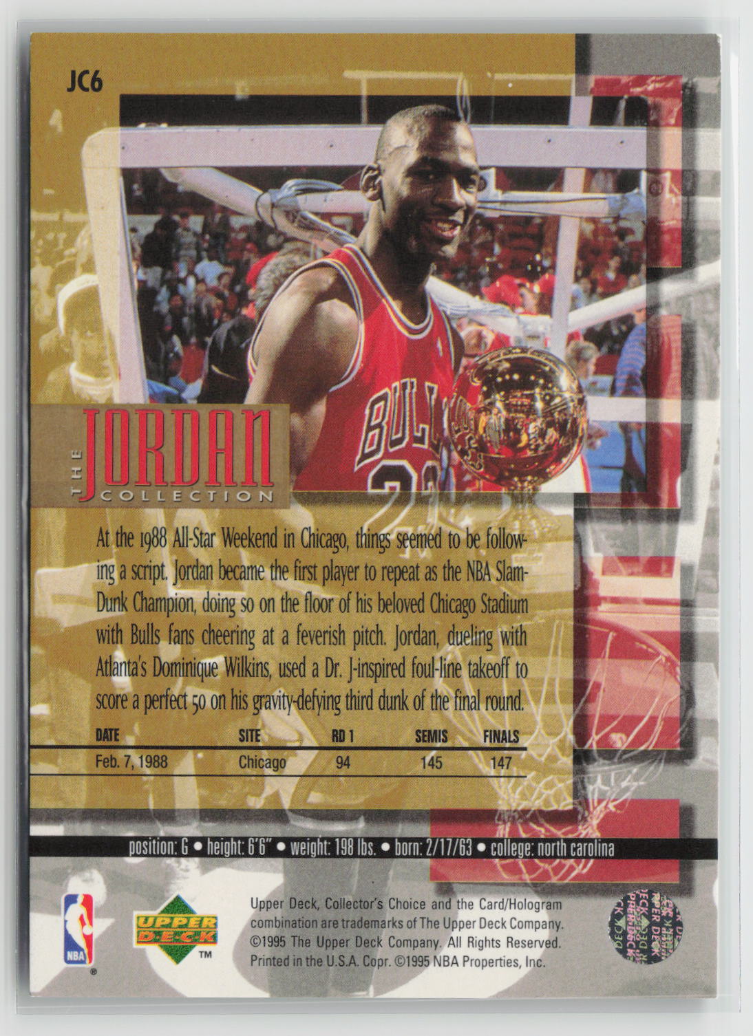 Michael Jordan 1995-96 Upper Deck The Jordan Collection #JC6