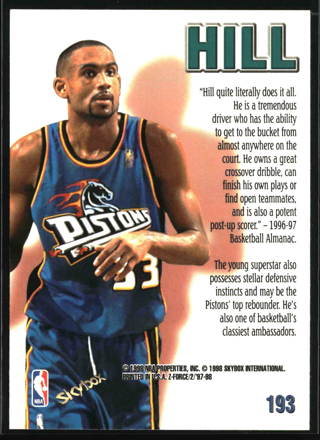 Grant Hill 1997-98 SkyBox Z-Force #193