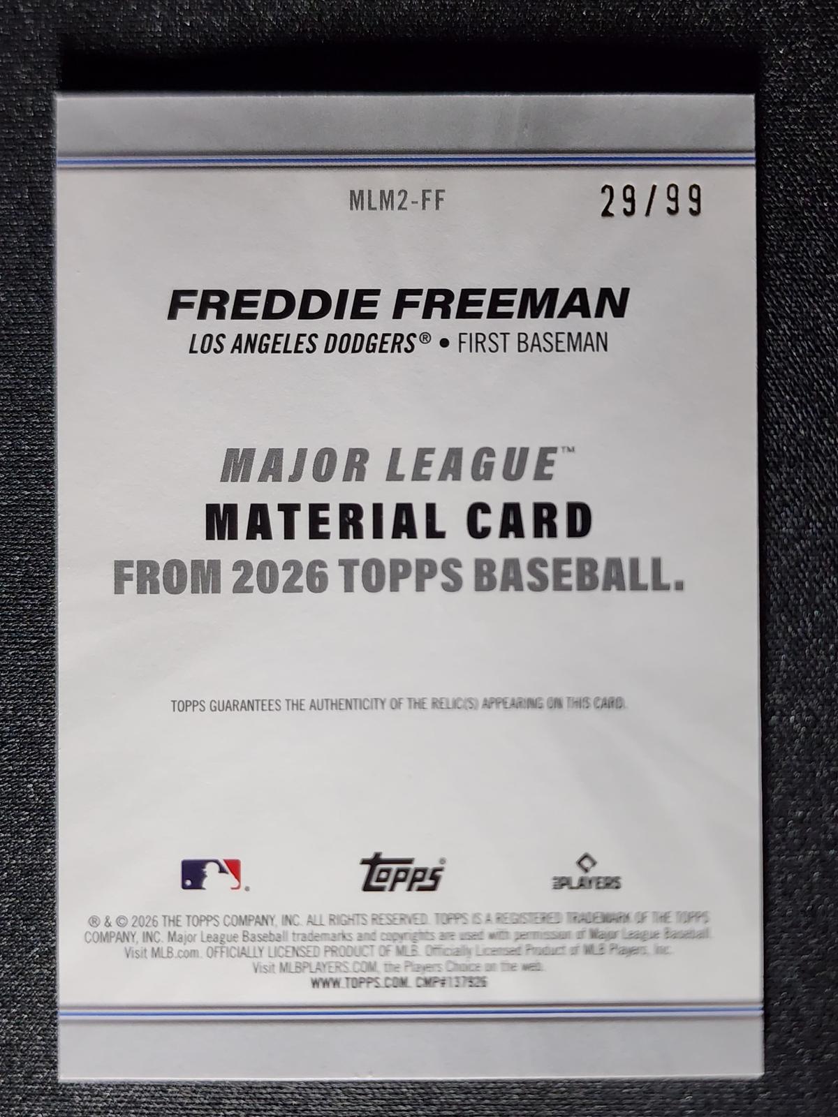 Freddie Freeman 2026 Topps Major League Materials Relics Green #MLM2-FF