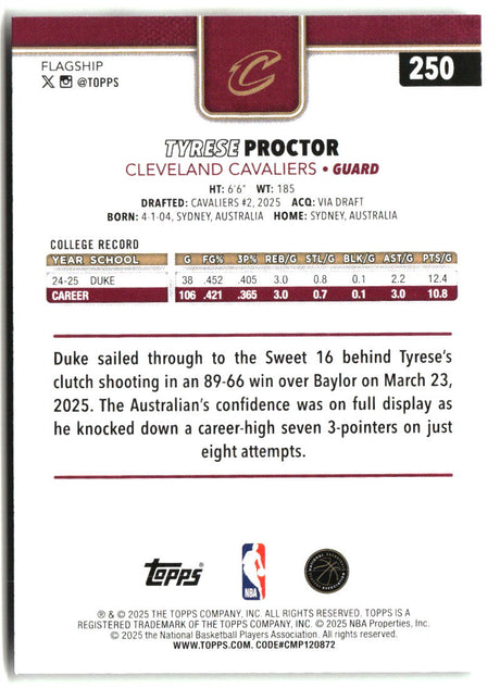 Tyrese Proctor 2025-26 Topps #250