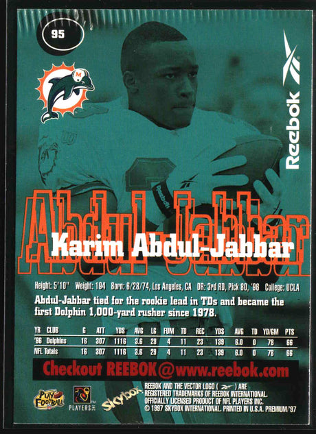 Karim Abdul-Jabbar 1997 SkyBox Premium Reebok Red #95